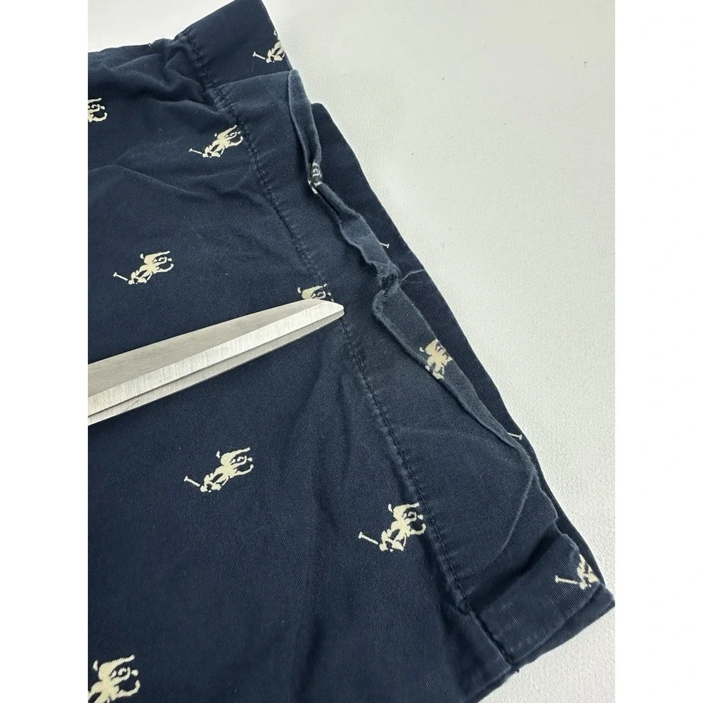 POLO RALPH LAUREN Sleepwear Navy Pajama Pants Men's Small Cream Pony All Over